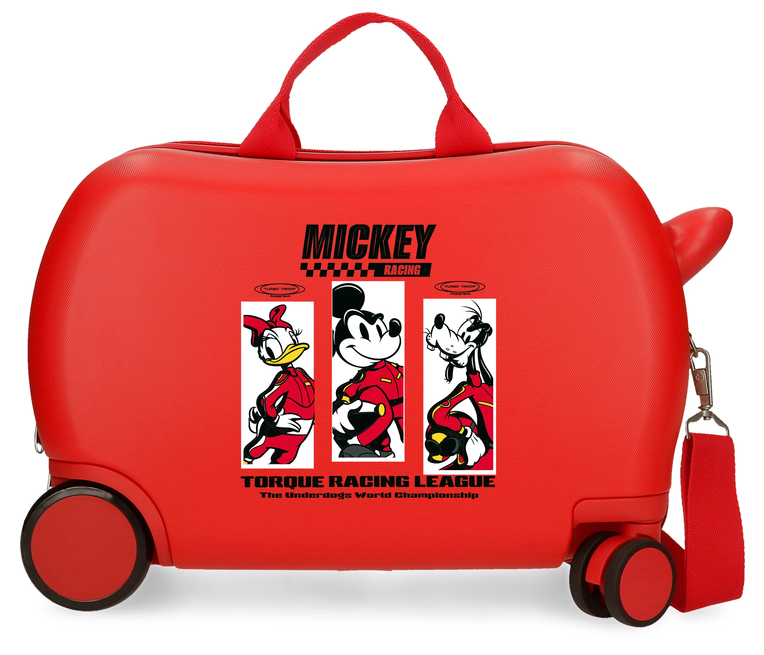 MALETA INF.ABS 4R.(2 MULTI.) 45CM. MICKEY  RACING  RED