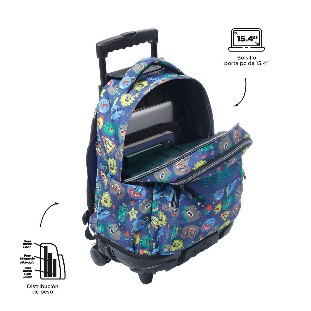TOTTO Mochila escolar con ruedas – Renglones - 8JZ Tello - Image 3