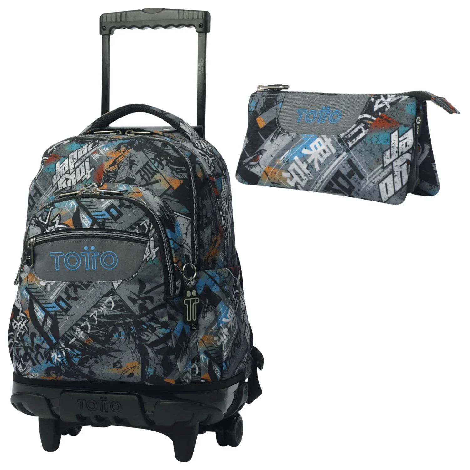 TOTTO Mochila escolar con ruedas Renglones + Estuche Tablero - 7YL Okubo